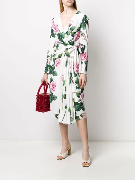 Vestido de flores con estampado Dolce & Gabbana blanco