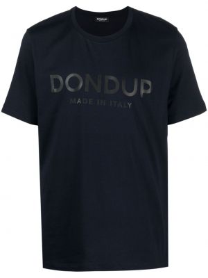 Памучна тениска с принт Dondup синьо