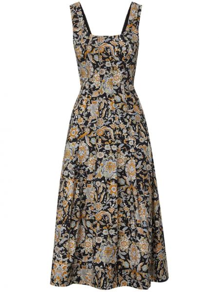 Midi haljina s printom s paisley uzorkom Veronica Beard crna
