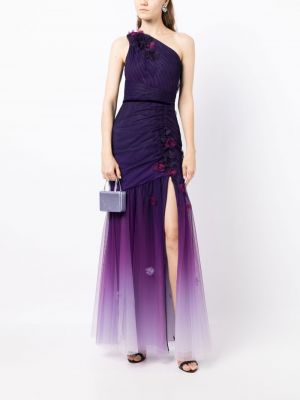 Robe de soirée à motif dégradé asymétrique Marchesa Notte violet