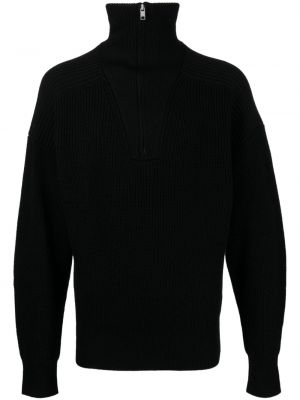 Vlnený sveter na zips z merina Isabel Marant čierna