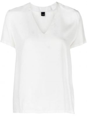 Тениска бродирана с v-образно деколте Fay бяло