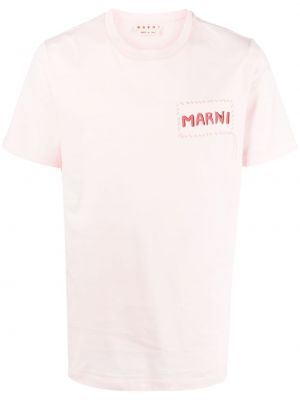 Bombažna majica s potiskom Marni roza