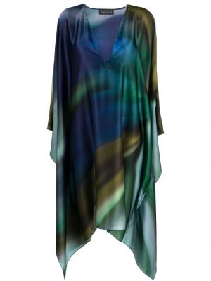 Hedvábné šaty s abstraktním vzorem Gianluca Capannolo modré