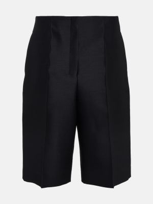 Pantalones cortos de lana de seda The Row negro