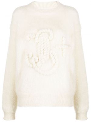 Chunky sveter s výšivkou Jil Sander biela
