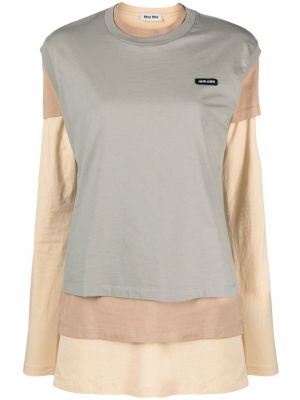 Βαμβακερή μπλούζα με κέντημα Miu Miu