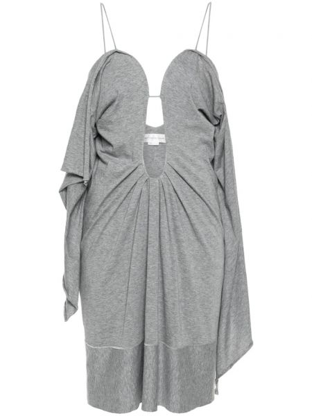 Bavlněné šaty Victoria Beckham šedé