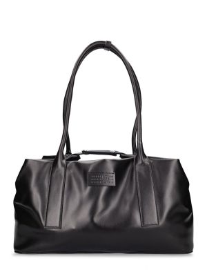 Кожени шопинг чанта Mm6 Maison Margiela черно