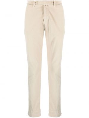 Slim fit hlače chino iz rebrastega žameta Briglia 1949 bela