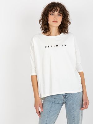 Tricou cu inscripții din bumbac Fashionhunters alb