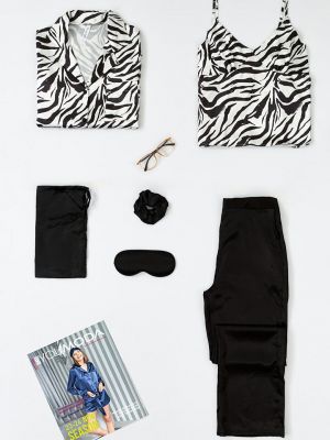 Пижама с принтом зебра For You Moda черная