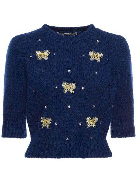 Пуловер Alessandra Rich синьо