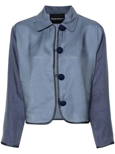 Jachetă lungă de mătase Emporio Armani albastru