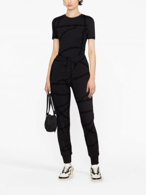 Spodnie sportowe bawełniane z nadrukiem Versace Jeans Couture czarne