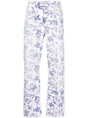 Прав панталон на цветя с принт Isabel Marant бяло