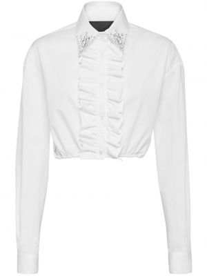 Памучна риза с волани Philipp Plein бяло