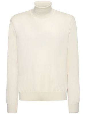 Kašmira zīda džemperis ar augstu apkakli Dolce & Gabbana balts