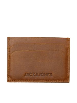 Kožená kožená peňaženka Jack&jones hnedá