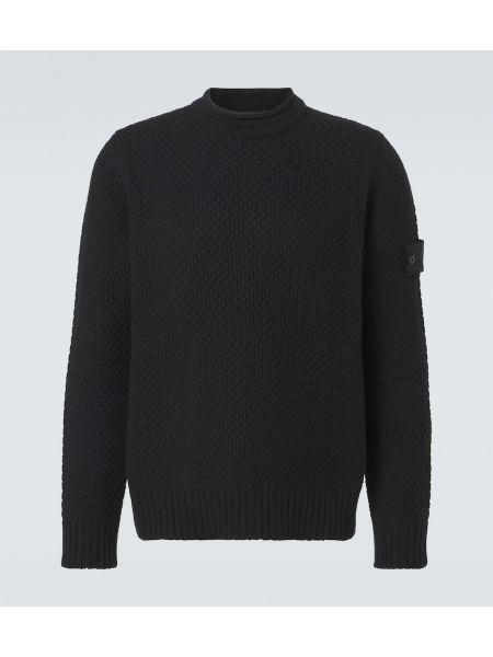 Ull strikkegenser Stone Island svart