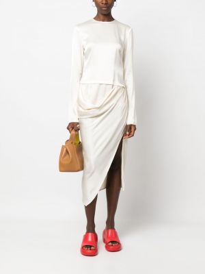 Sukienka midi asymetryczna drapowana Jw Anderson biała