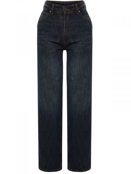 Voľné džínsy s vysokým pásom Trendyol modrá
