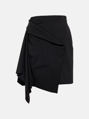 Mini falda de lana Alexander Mcqueen negro