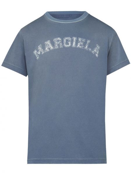 Bavlnené tričko s potlačou Maison Margiela modrá