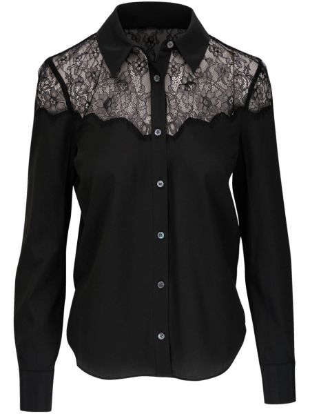 Čipkovaná hodvábna košeľa Veronica Beard čierna
