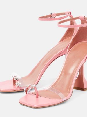 Kožené sandále Amina Muaddi ružová