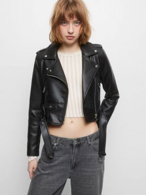 Байкерская кожаная куртка из искусственной кожи Pull&bear Байкерская кожаная куртка из искусственной кожи Pull&bear