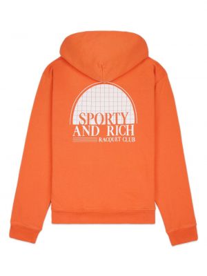Bavlněná mikina s kapucí Sporty & Rich oranžová