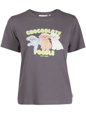 T-shirt con stampa con scollo tondo Chocoolate grigio