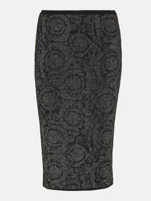 Falda midi de punto Versace negro