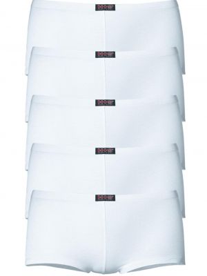 Jednofarebné bavlnené boxerky s vysokým pásom H.i.s - biela