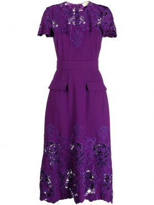 Midi obleka s cvetličnim vzorcem Elie Saab vijolična