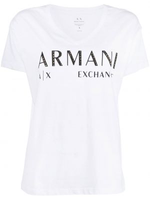Mustriline puuvillased t-särk Armani Exchange valge