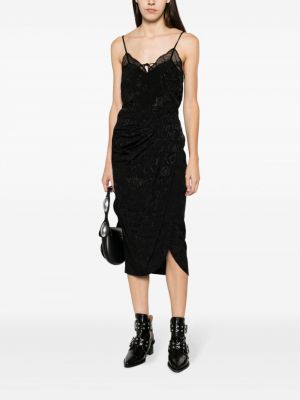 Drapované žakárové hedvábné sukně Zadig&voltaire černé