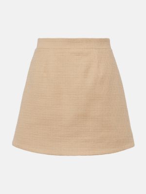 Mini falda de algodón de tweed Patou beige
