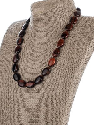 Ожерелье бусики-колечки коричневое