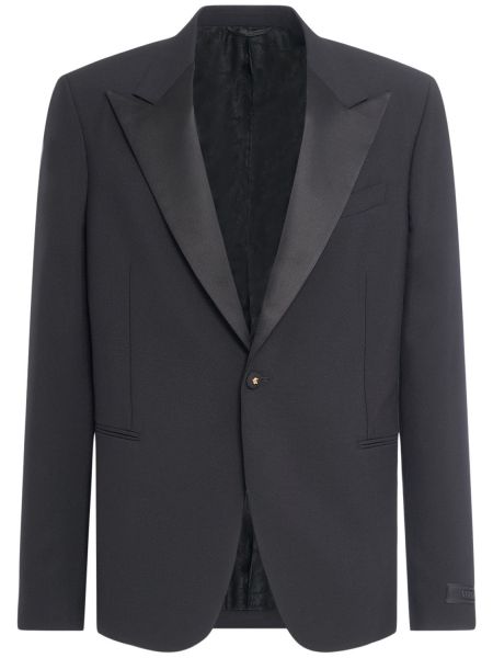 Blazer de lana de lana mohair Versace negro