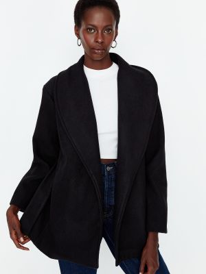 Oversized kabát sálgallérral Trendyol fekete