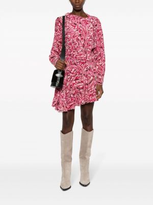 Abstraktse mustriline siidist kleit Isabel Marant roosa