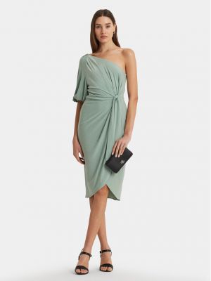 Slim fit koktejlové šaty Lauren Ralph Lauren zelené