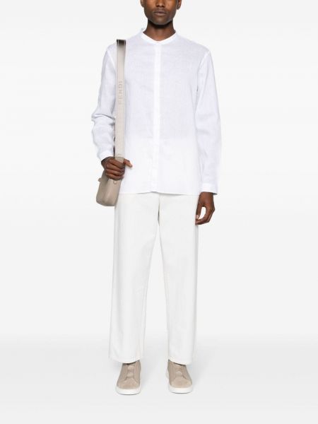 Lněná košile Giorgio Armani bílá