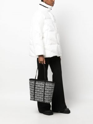 Leder shopper handtasche mit print Dkny schwarz