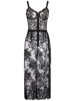 Midi haljina s čipkom Dolce & Gabbana crna