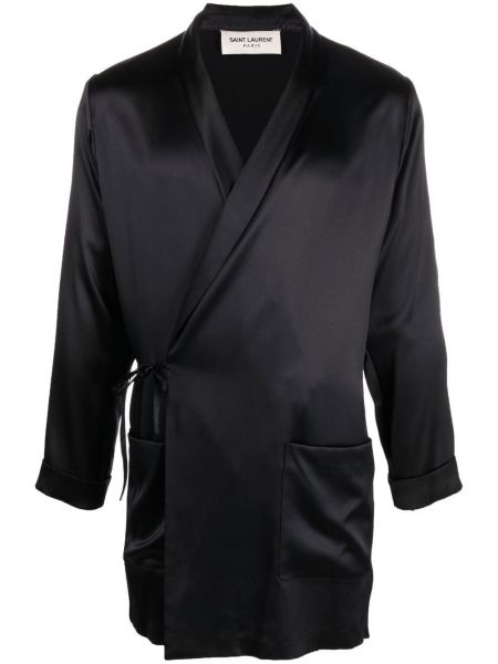 Dlhý kabát Saint Laurent - čierna