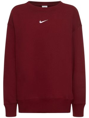 Hanorac din fleece din bumbac Nike roșu