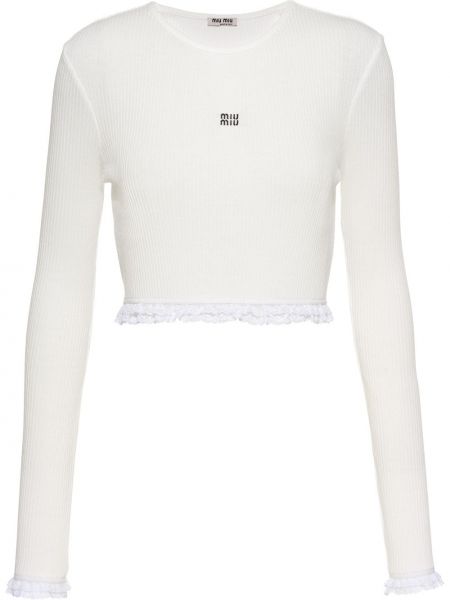 Jersey top mit stickerei Miu Miu weiß